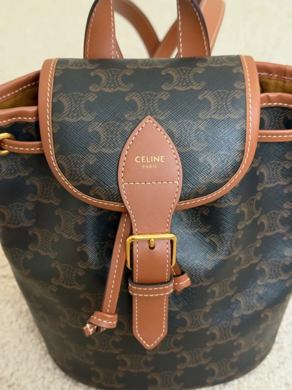 Celine Folco Backpack Triomphe Coated Canvas Mini - Picture 2 of 9